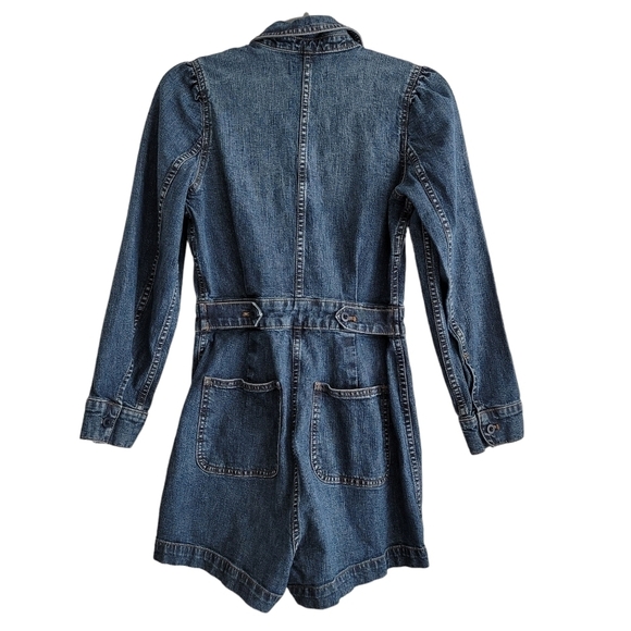 Madewell Women's 0 Denim Long-Sleeve Romper in Vasey Wash AL731 - Picture 3 of 16